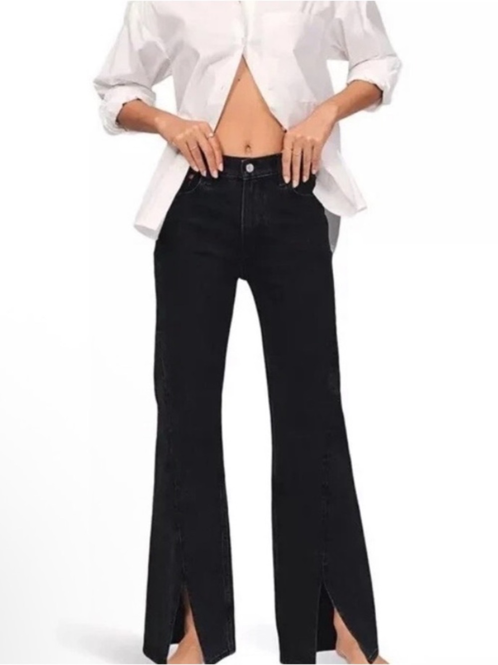 ABERCROMBIE & FITCH The 90s Relaxed Split Hem Jean in black